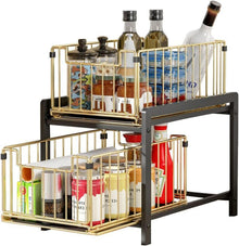 Küchenregal mit Schublade und Korb-Auszügen - 2 Ebenen