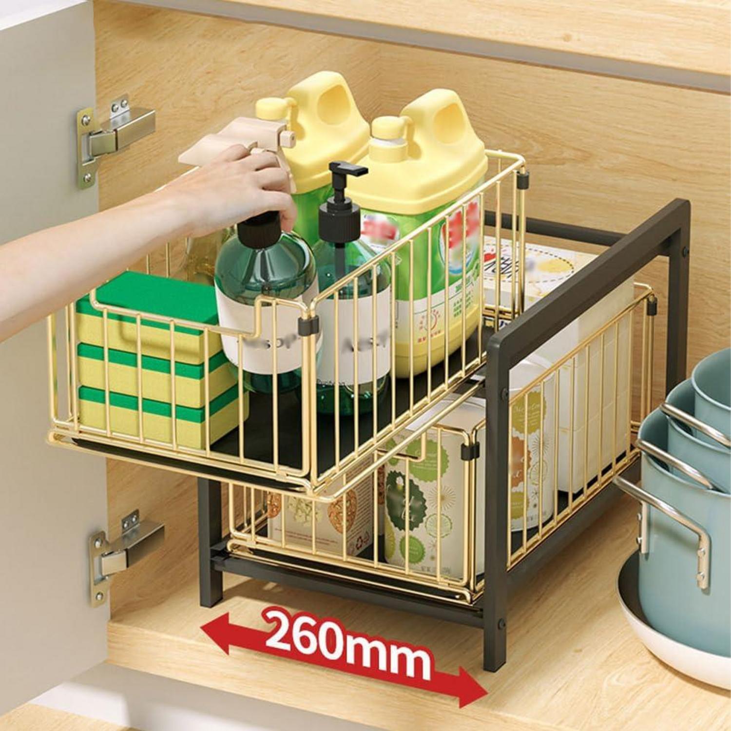 YunNasi Küchenregal mit 2 Korb-Auszügen, Rostfreier