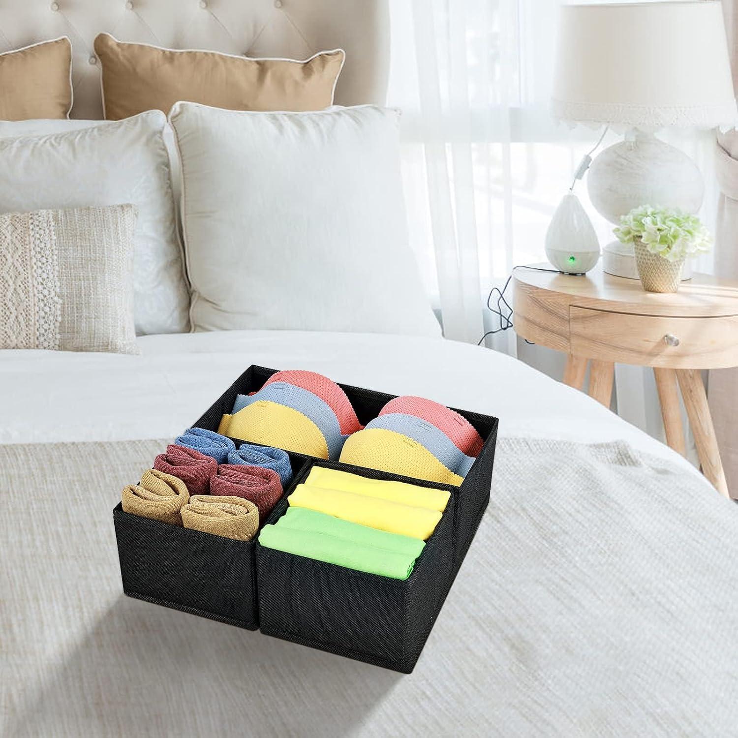 DIMJ 12er Set Schubladen Organizer Unterwäsche Aufbewahrungsboxen Schwarz
