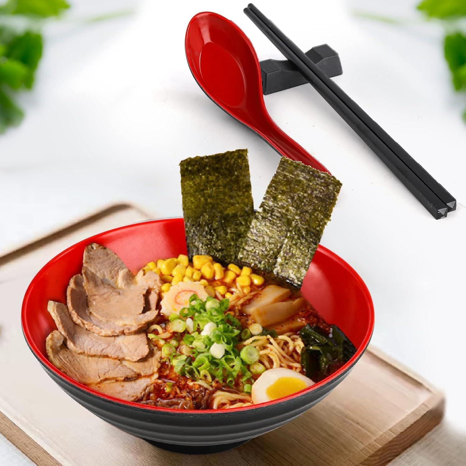 Ramen Schüssel Set 16tlg. 980ml Essgeschirr Löffeln Stäbchen Udon Soba