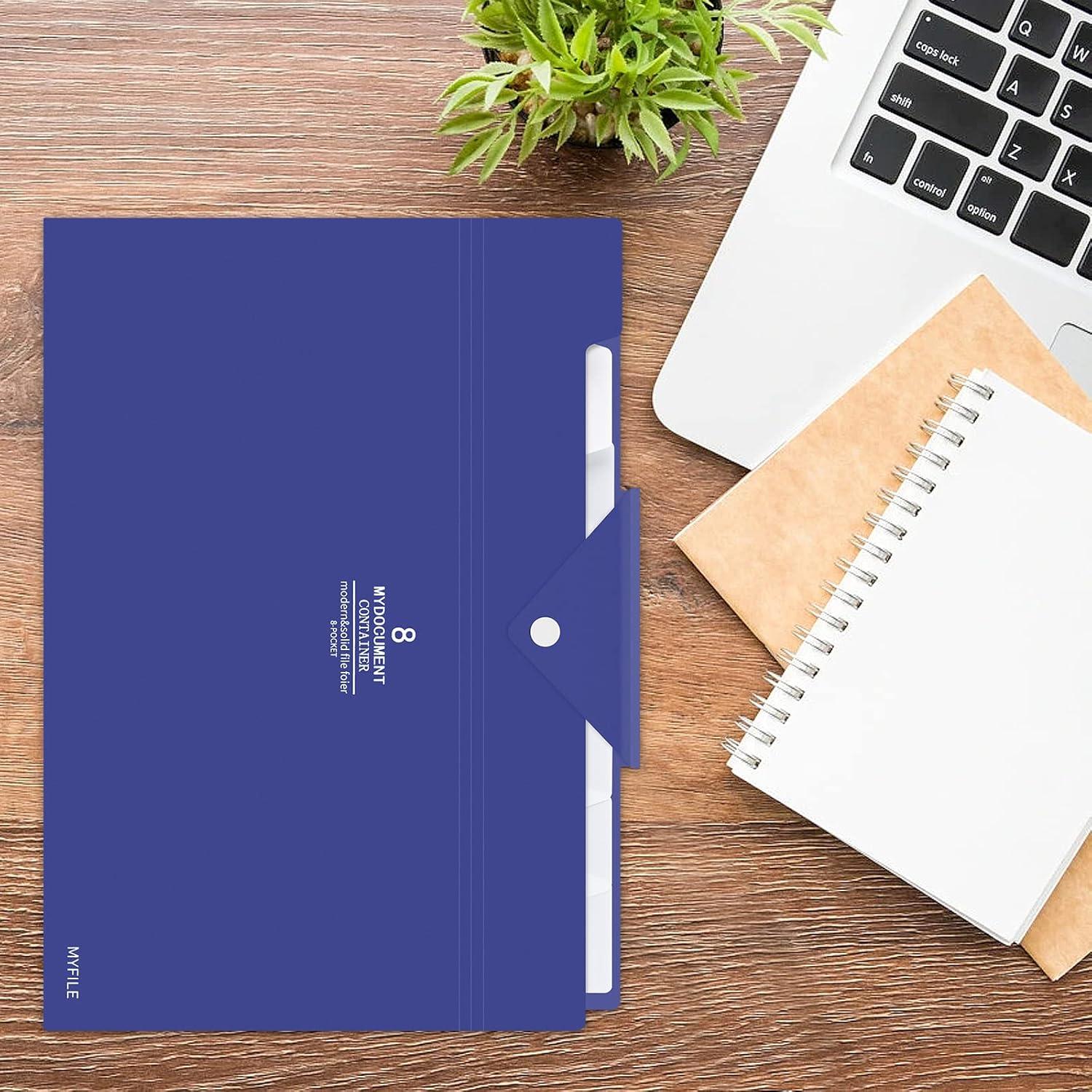 Fächermappe A4 Dokumentenmappe Erweiterbar Tragbar Aktenordner 8 Taschen - Blau