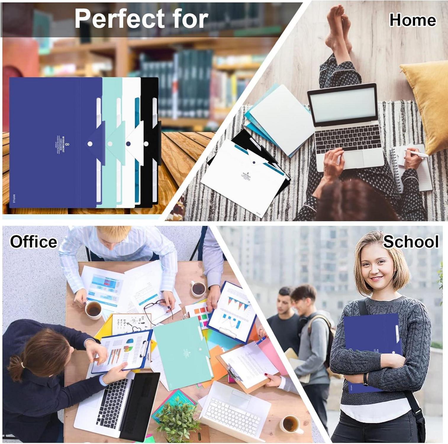 Fächermappe A4 Dokumentenmappe Erweiterbar Tragbar Aktenordner 8 Taschen - Blau