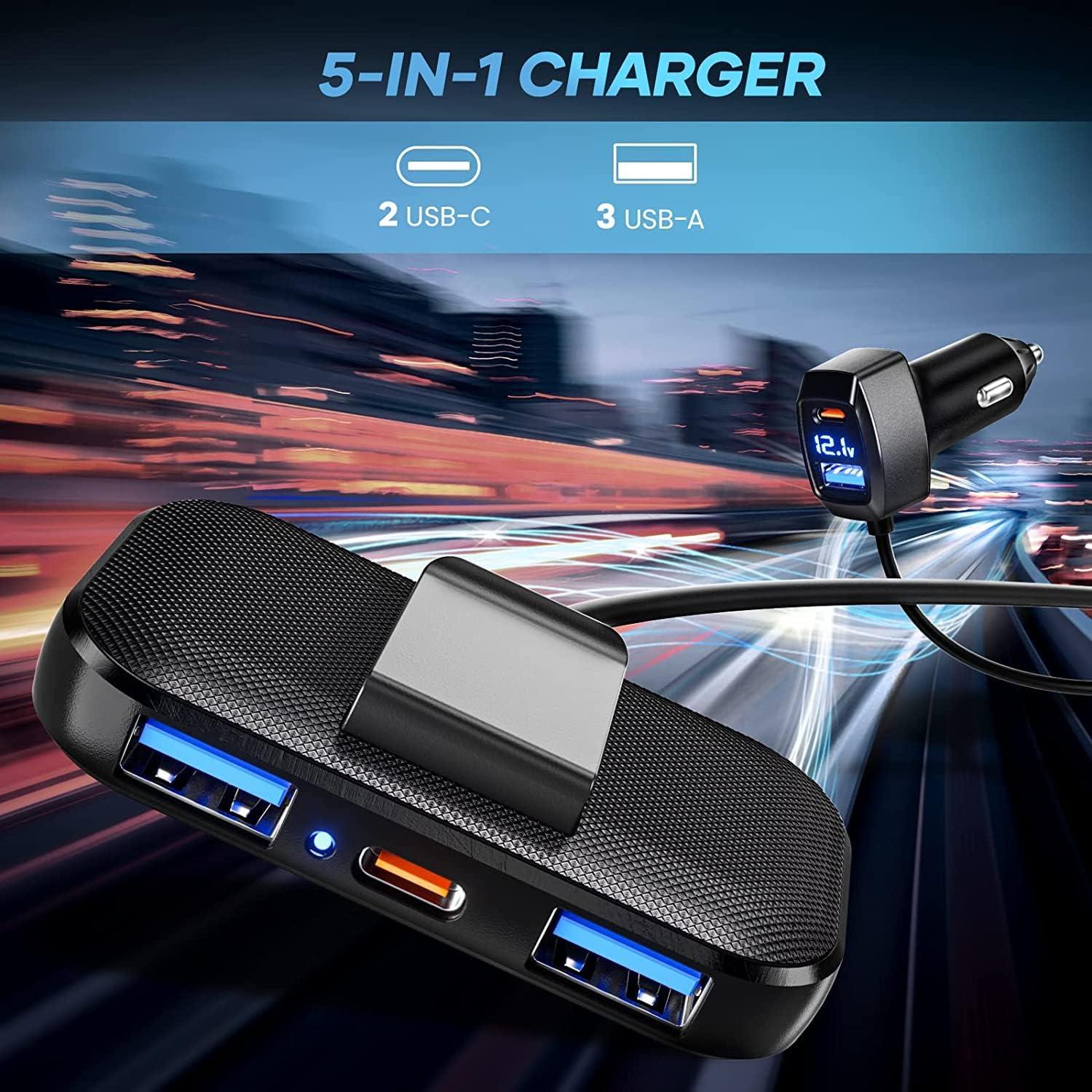 Auto Ladegerät 5 Ports USB Zigarettenanzünder 31W 3 USB-A 2 Typ-C