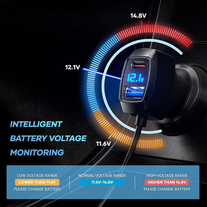 Kfz Ladegerät 5 USB Ports Zigarettenanzünder Adapter 31W(Max) 3 USB-A 2 Typ-C Auto Steckdose mit 1,5M Kabel