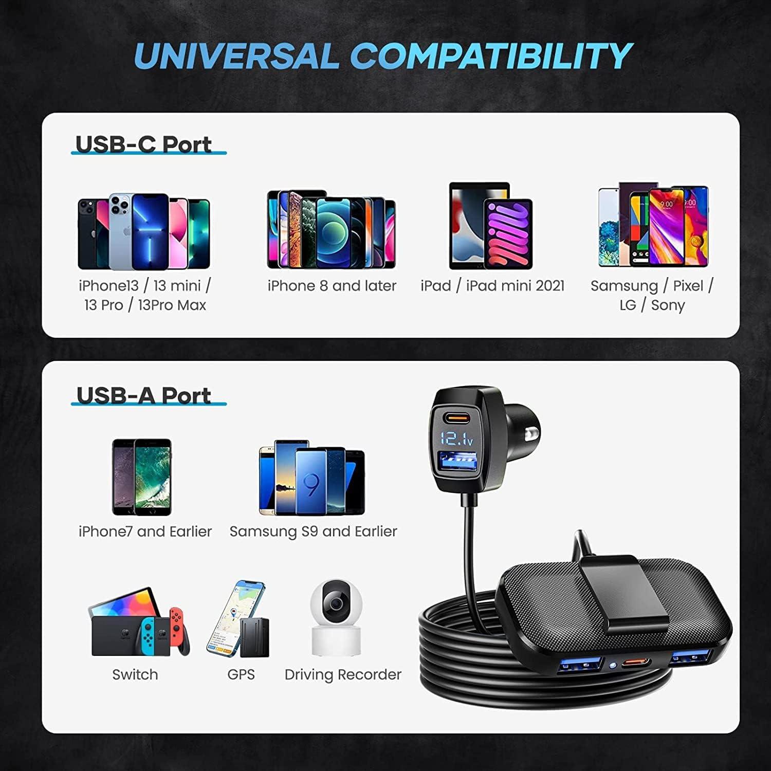 Auto Ladegerät Zigarettenanzünder 5 USB Ports 31W(Max) inkl. 1,5M