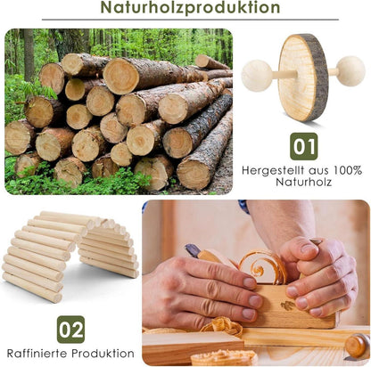 12er Set Hamster Kauspielzeug aus Naturholz