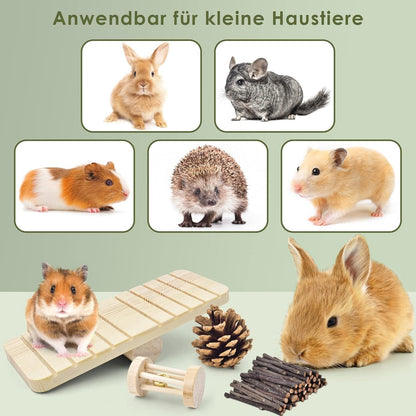 12er Set Naturholz Hamster Spielzeug Kauspielzeug für kleine Nager
