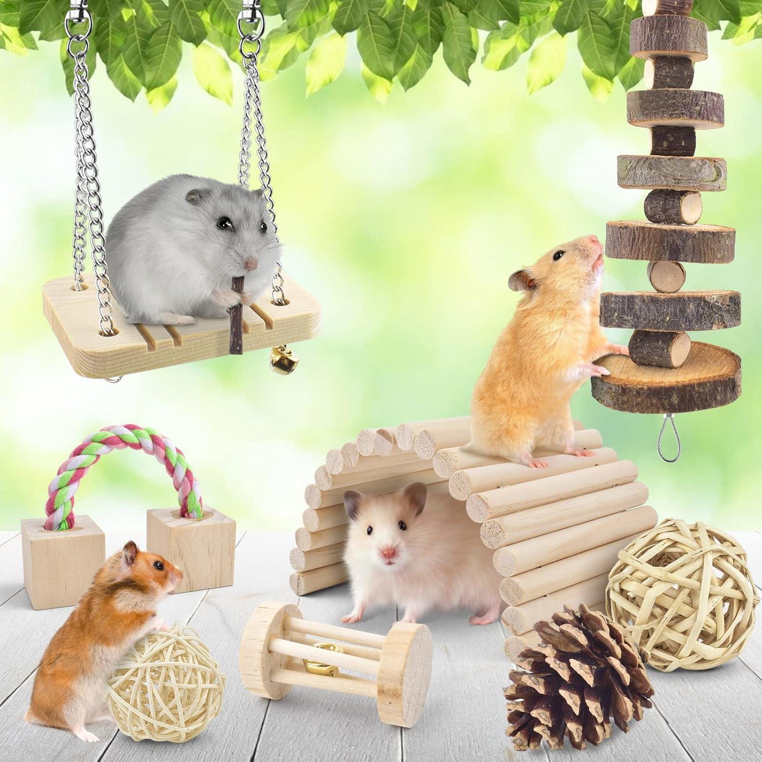 Hamster Spielzeug Holz Kauspielzeug Natur für Kleintiere 12