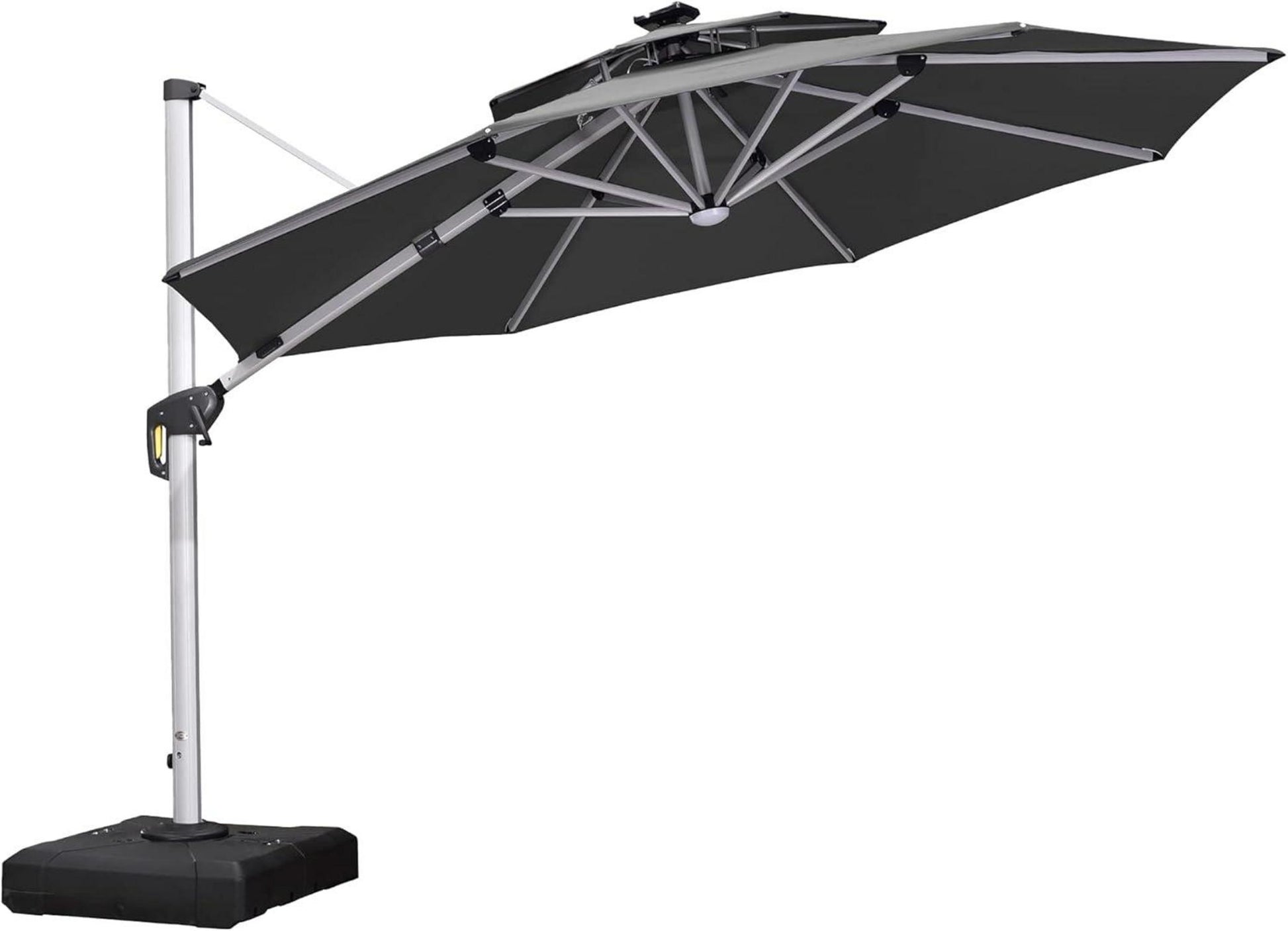 Sonnenschirm LED Solar Beleuchtung Ampelschirm 330cm Grau