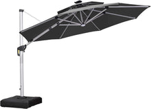 Sonnenschirm LED Solar Beleuchtung Ampelschirm 330cm Grau