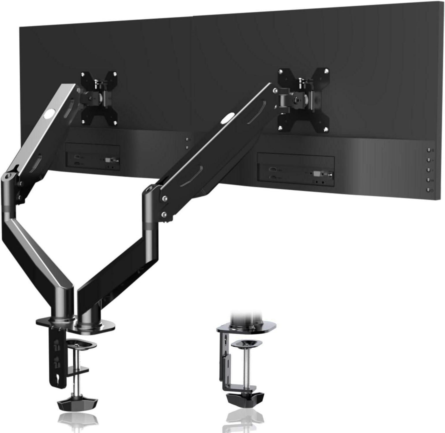 Monitorhalterung für 2 Monitore Gasfeder Doppelarm 17-27 Zoll VESA
