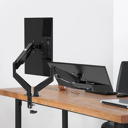 Monitorhalterung für 2 Monitore Gasfeder Doppelarm 17-27 Zoll VESA