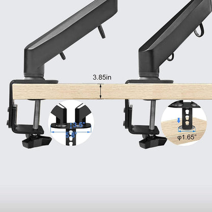Monitorhalterung für 2 Monitore Gasfeder-Doppelarm 17-27 Zoll VESA 100x100 75x75
