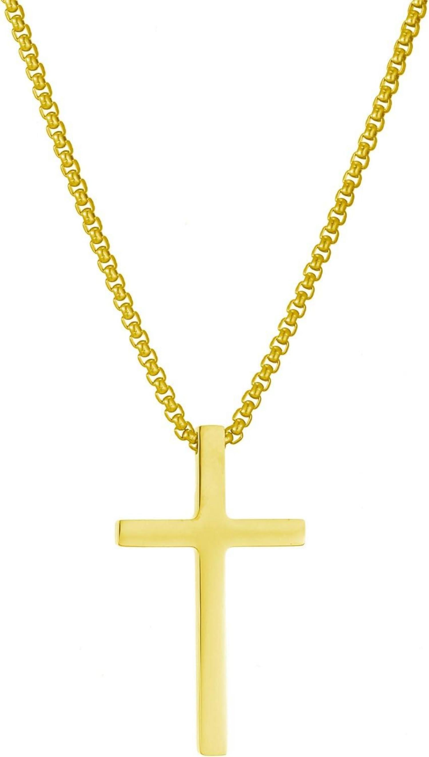 Gold/Silber Kreuz Halskette Herren Religiöser Schmuck 60cm
