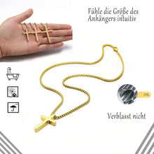Herren Kreuzkette Edelstahl Anhänger Religiöser Schmuck Gold