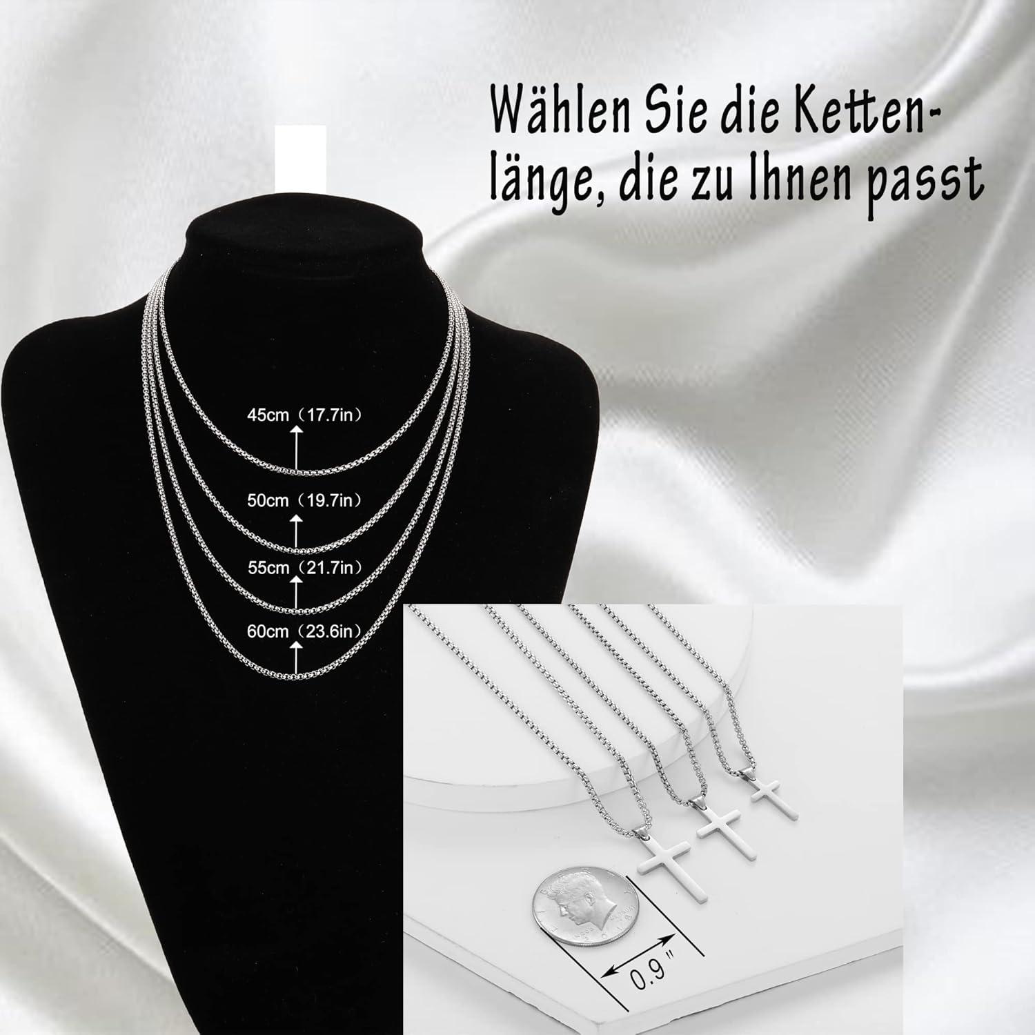 AFSTALR Herren Kreuzkette Anhänger Gold/Silber Christentum Schmuck 60cm