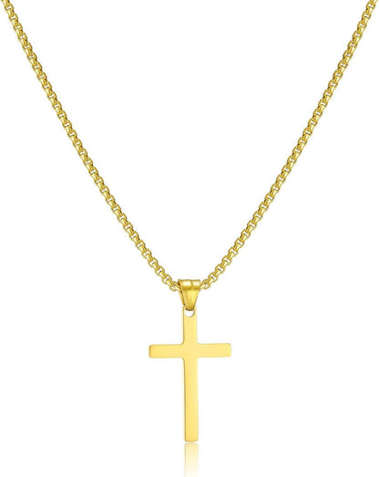 Gold Kreuzkette Anhänger Herren Halskette Christentum Schmuck