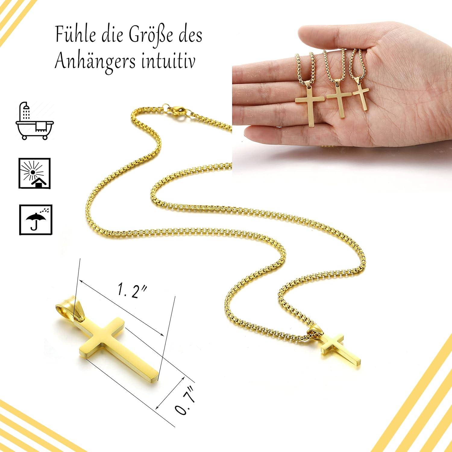Kreuz Kette Herren Gold/Silber Anhänger Christentum Schmuck