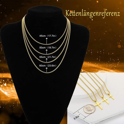 AFSTALR Herren Kreuzkette Gold/Silber Anhänger Christentum 55cm