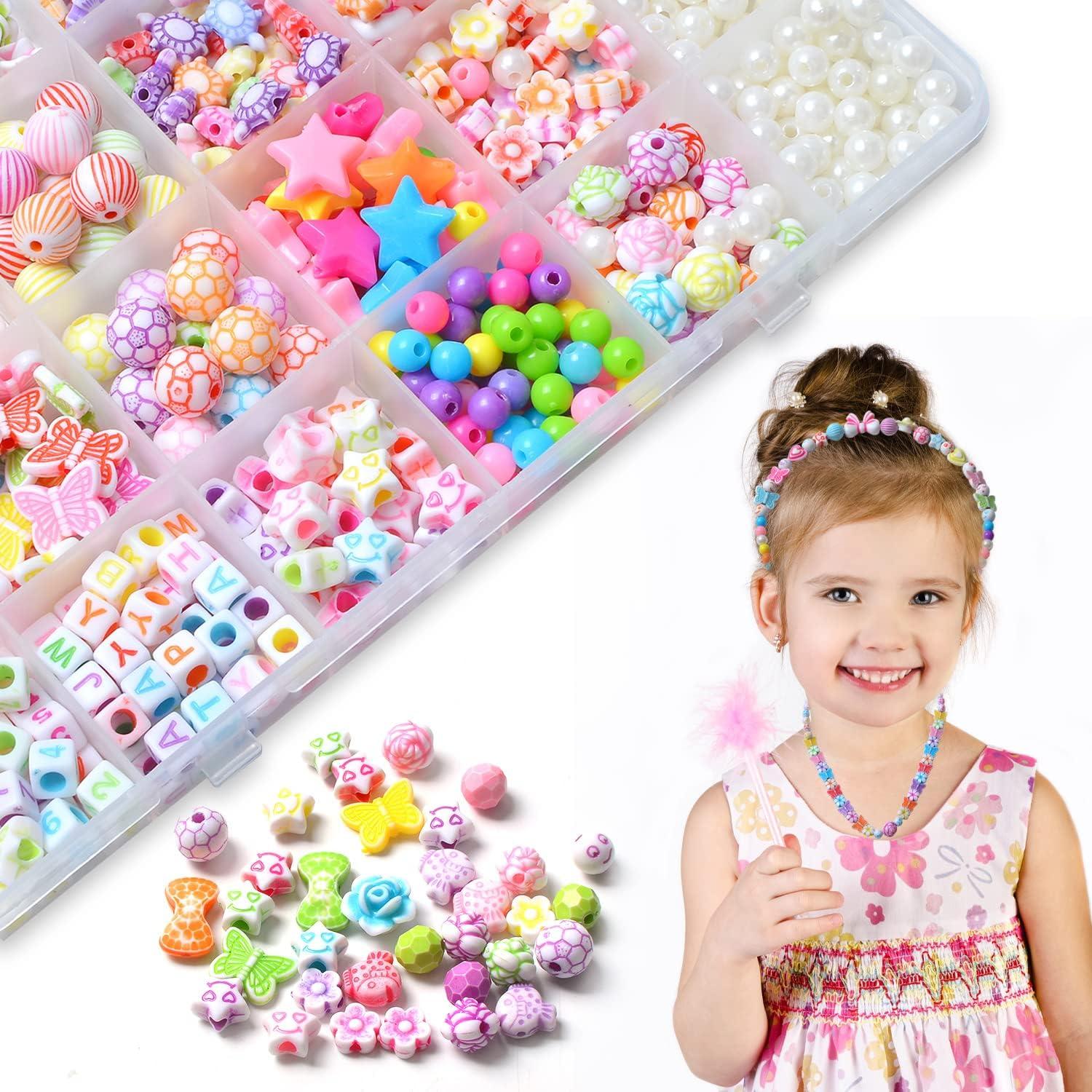 600pcs bunte Perlen Schnurset für DIY Schmuck Mädchen Kinder