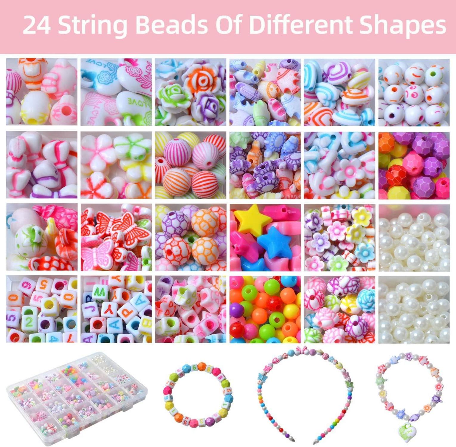 600pcs Perlen zum Auffädeln Schmuckset für Mädchen