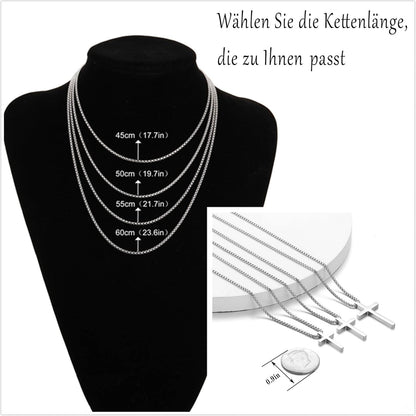 AFSTALR Herren Kreuz Anhänger Kette Silber Religiöser Schmuck 50cm