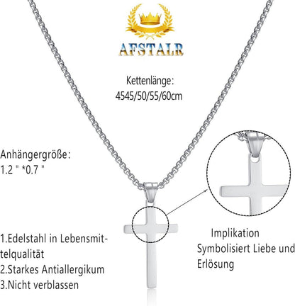 Herren Kreuzkette Gold/Silber Anhänger Christentum Schmuck Silber 45cm