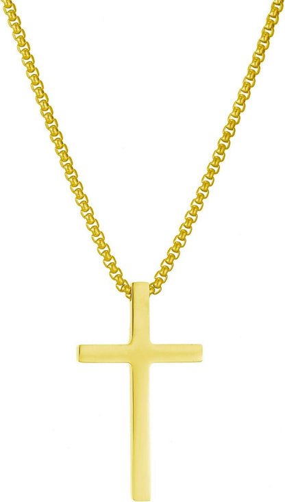 Gold Kreuz Kette Anhänger Religiöser Herren Schmuck 50cm