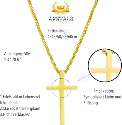 Herren Kreuz Halskette Edelstahl Gold/silber Religiöser Schmuck 50cm