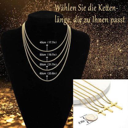 Herren Kreuz Kette Gold Silber Halskette Religiöser Anhänger 50cm