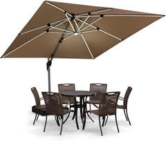 Sonnenschirm Rechteckig Ampelschirm LED Beleuchtung UV50+ 360°Rotation