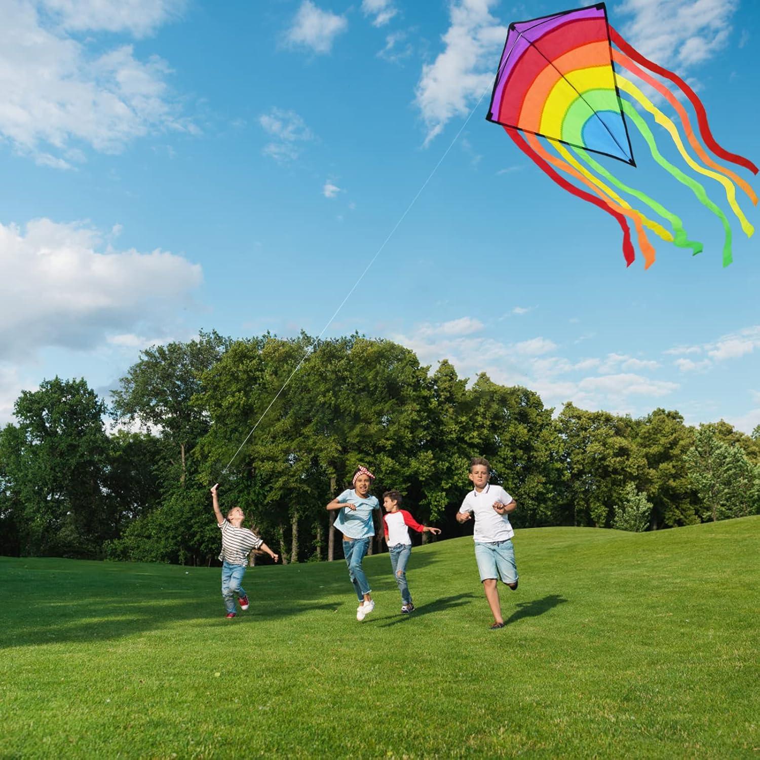 Regenbogen Drachen für Kinder, 73x65cm, Outdoor Aktivität, buntes Design