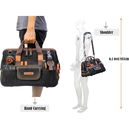 Werkzeugtasche aus gewachstem Segeltuch mit 32 Taschen