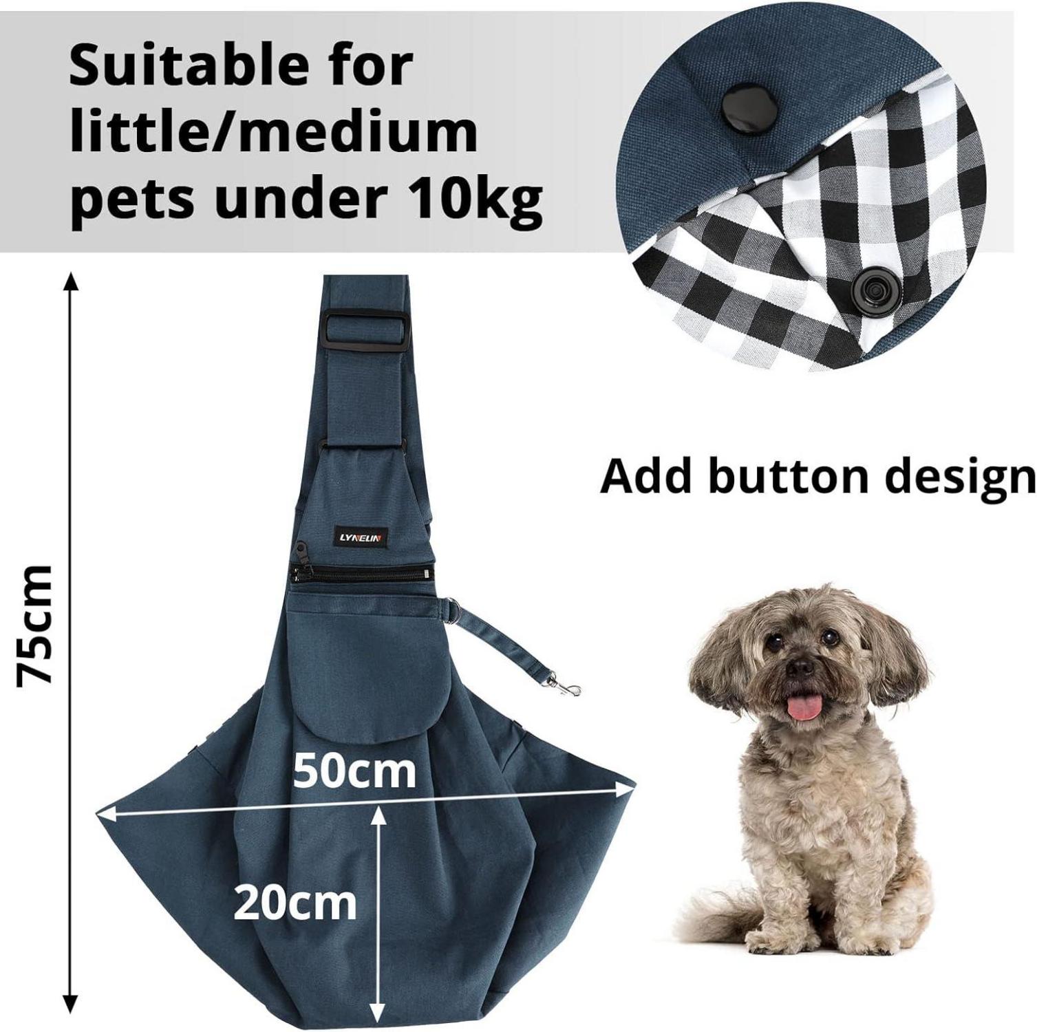 Lyneun Hundetragetasche verstellbare Umhängetasche für Haustiere, atmungsaktiv - Navy Blau