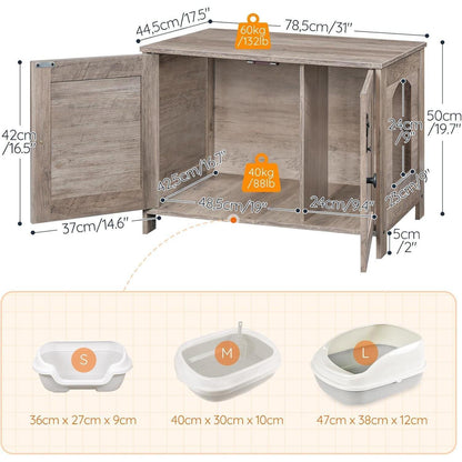 HOOBRO Katzenschrank Greige 80x50,5x54 cm