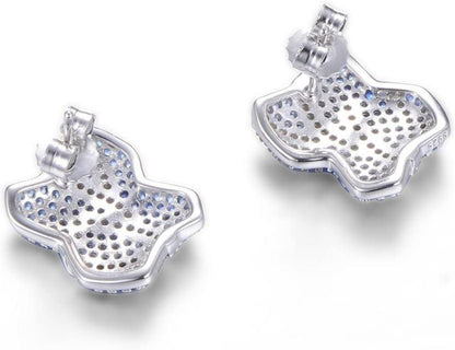 Elegante S925 Silber Zirkon Damenohrringe Blau Schmetterling Ohrringe