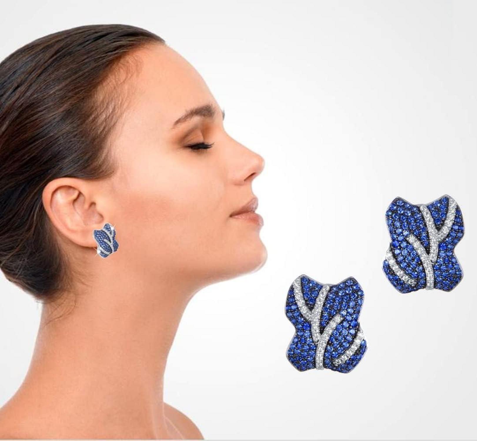 Elegante S925 Silber Damenohrringe mit Zirkonia in Blau