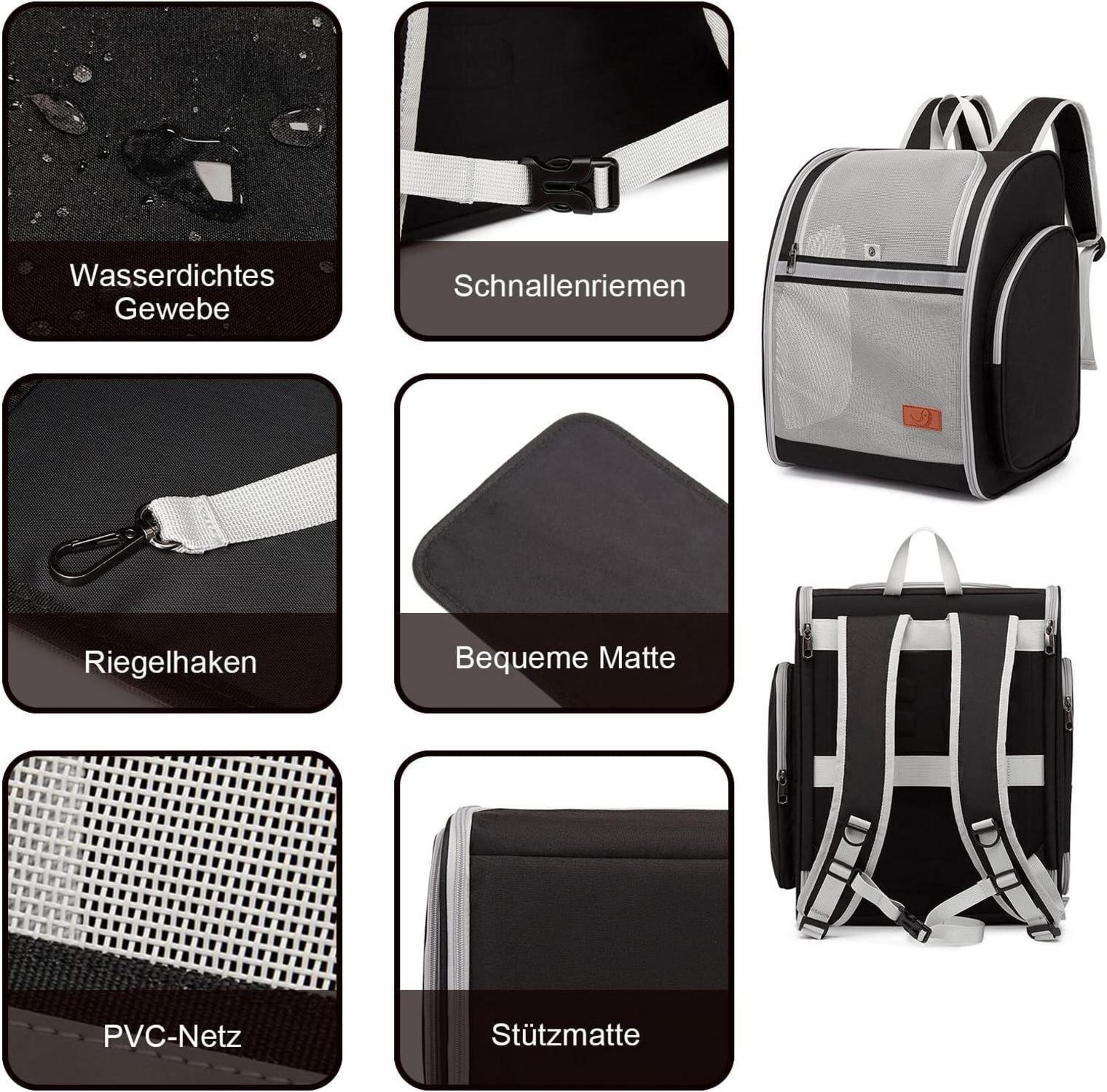 Hunderucksack Katzen Rucksack Haustier Bis 10kg Schwarz