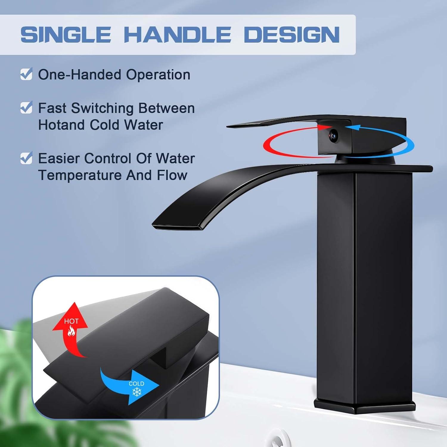 Wasserhahn Bad Schwarz Wasserfall Waschtischarmatur