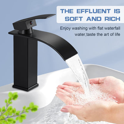 Wasserhahn Bad Schwarz Wasserfall Waschtischarmatur Einhand