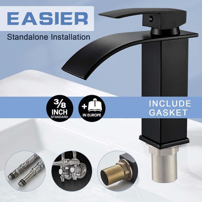 Wasserfall Badarmatur Schwarz Matt Einhand Mischbatterie 232mm