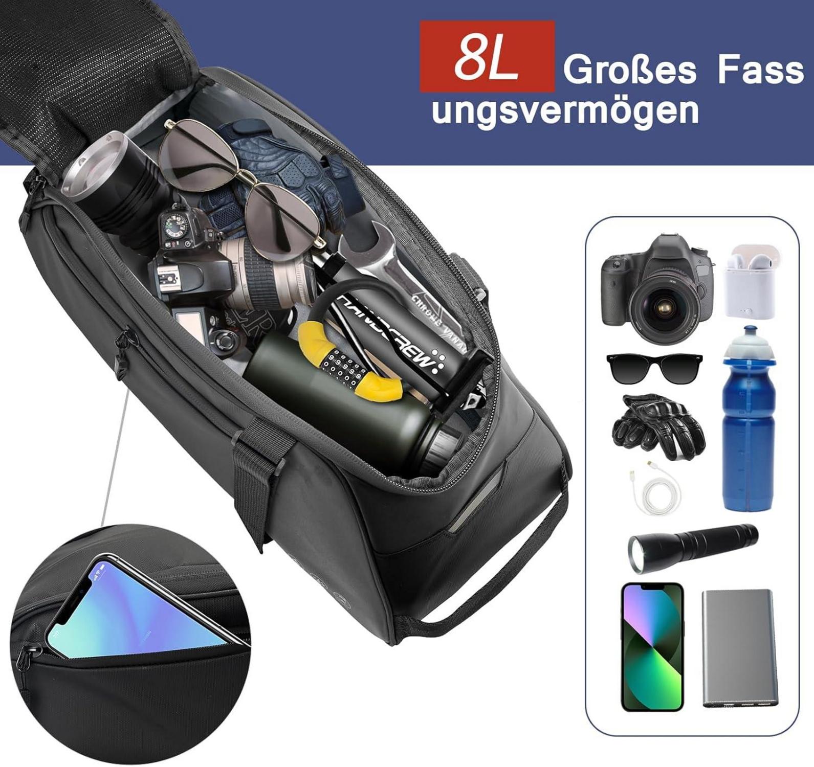 Fahrrad Gepäckträgertasche 8L Multifunktion wasserdicht reflektierend