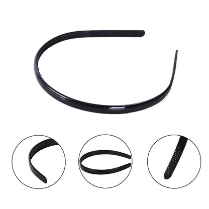 6 Kunststoff Stirnbänder Schwarz 8mm dünn - Haarbänder Mädchen Frauen