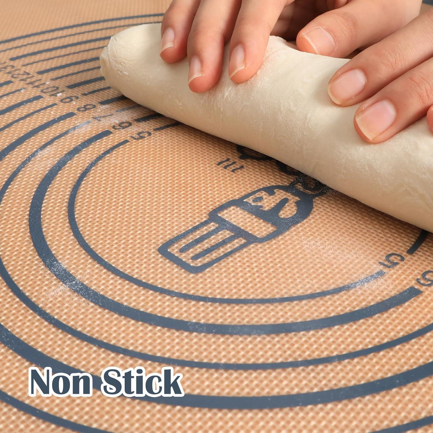 XXL Silikon Backmatte mit Teigschneider, 71x51cm, Antihafte Teigmatte