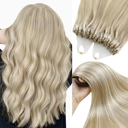 Blond Echthaar Microring Extensions 40cm - #16/22