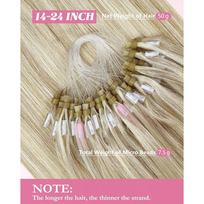 Blond Echthaar Microring Extensions 40cm - #16/22