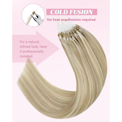 Blond Echthaar Microring Extensions 40cm - #16/22