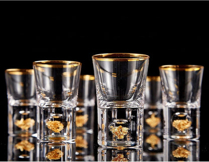 Kristall Schnapsgläser Set 4cl mit 24-karätigen Blattgoldflocken 6