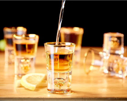 Schnapsgläser Set Kristall 4cl mit 24-karätigen Blattgoldflocken 6