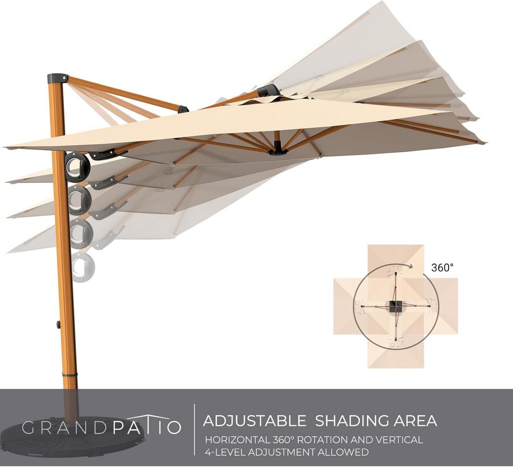 Großer Aluminium Sonnenschirm mit Kurbelbedienung, 300cm, UV-Schutz